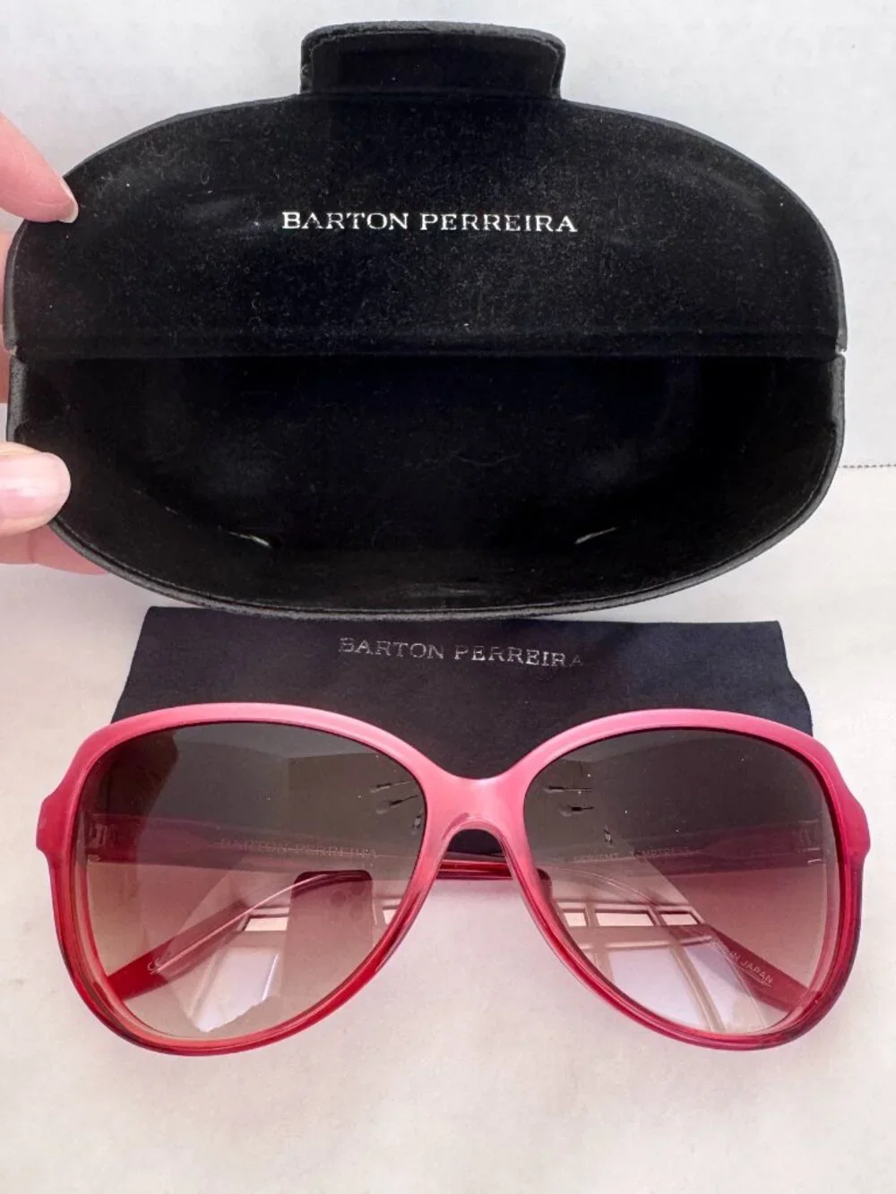 Barton Perreira Rose Pink Temptress Sunglasses with Gray Grey Gradient Lenses